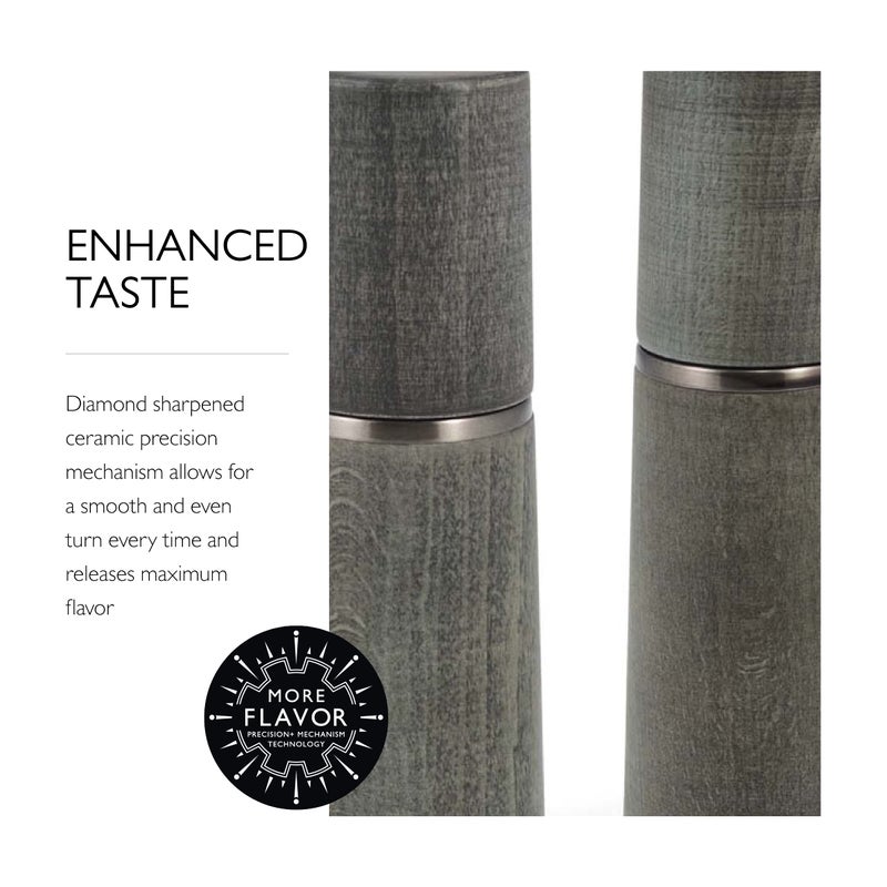 Cole & Mason Marlow Wood Mill Set - Balanced Salt and Pepper Grinders - Refillable Spice Tools - Adjustable Salt and Peppercorn Grinder Settings - Dark Grey - Image 4